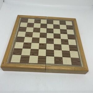 Vintage Wooden Magnetic Chess Game Set Folding Travel